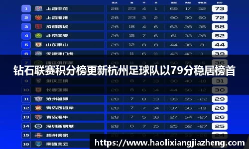 钻石联赛积分榜更新杭州足球队以79分稳居榜首