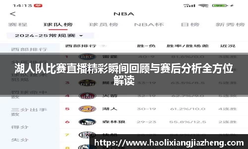 湖人队比赛直播精彩瞬间回顾与赛后分析全方位解读